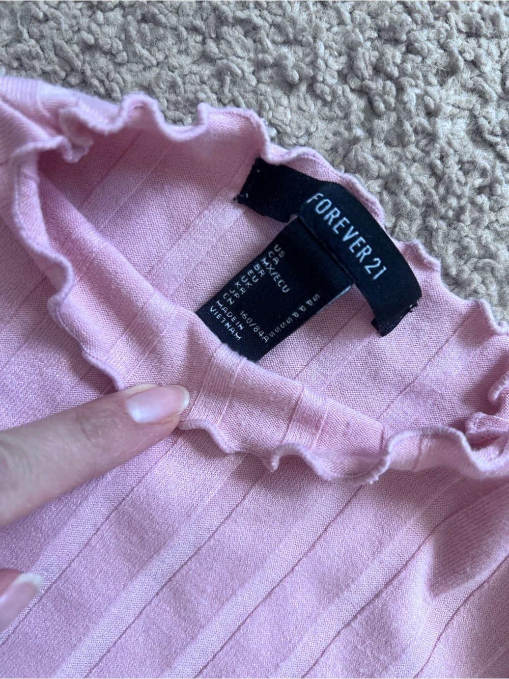 Forever 21 Light Pink Ruffle-Edge Ribbed Turtleneck Sweater